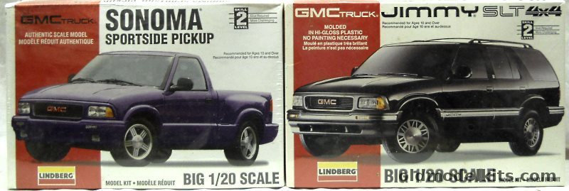 Lindberg 1/20 72579 GMC Jimmy SLT Truck 4x4 / 72589 GMC Sonoma Sportside Pickup Truck plastic model kit